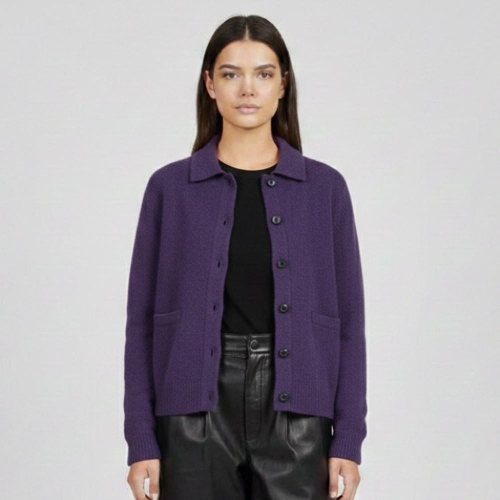 L.L. Bean Wool Purple Long Cardigan‎ Sweater